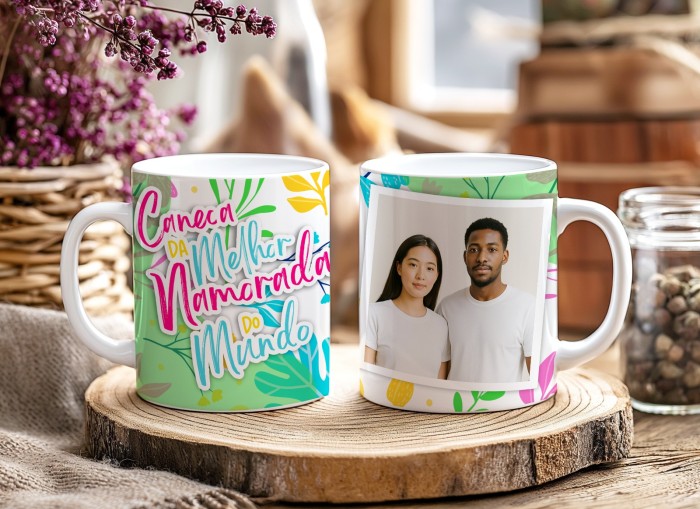 Caneca - Coleção Casal + Fotos Floral