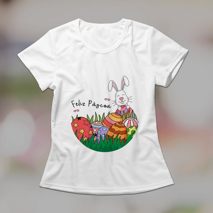 Camiseta Baby look Personalizada Pascoa Frase, Foto, Banda, Marca, Logo, Time