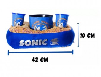 Kit Almofada Pipoca Balde Copos Sonic The Hedgehog Presente