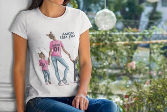Camiseta Dia das Mães Ilustração Presente Personalizado Modelo 3