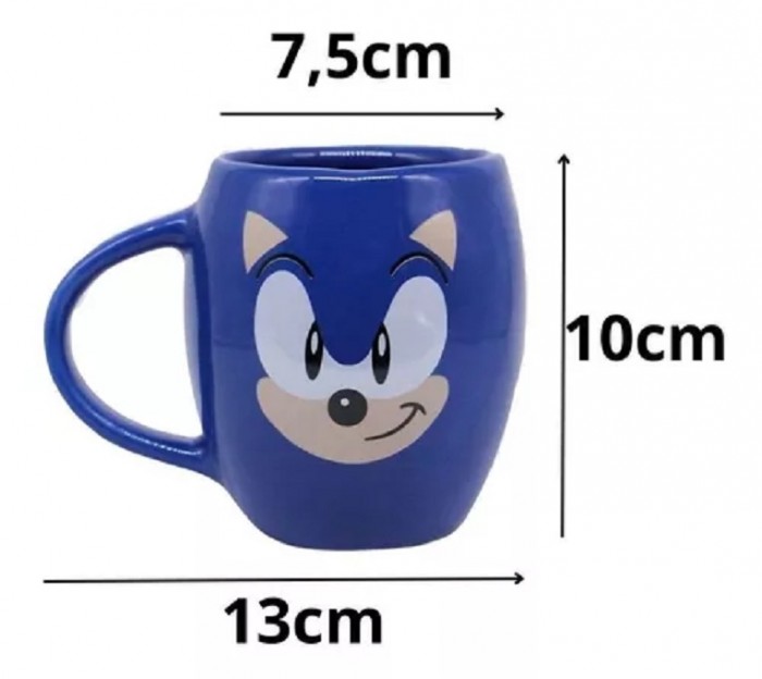 Caneca Sonic Azul 350ml Oval Sega Oficial