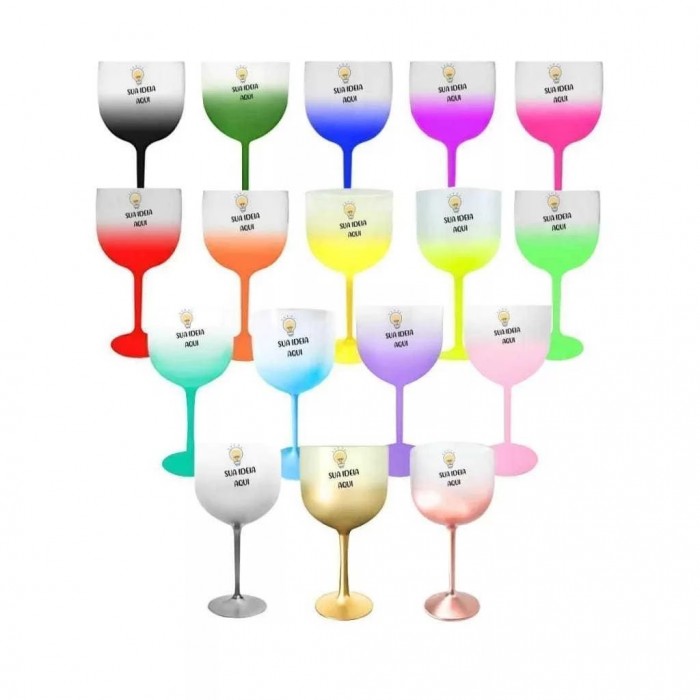 Kit 16 Taça Gin Degradê 580ml para Festas, Eventos, Drinks, Aniversários - Personalizadas