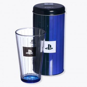 Copo Vidro Incan 500 ml + Lata Cofre Playstation - Kit Game