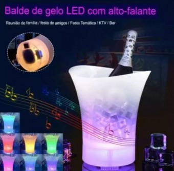 Balde p/ Gelo Rgb Caixa de Som 20w Integrada 5lt Personalizado
