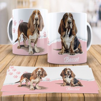 Caneca Xícara Raças Pet - Basset-artesiano-normando