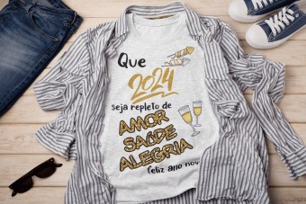 Camiseta Ano Novo Dourado