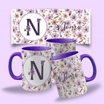 Caneca com Alça e Interior Colorida Personalizada com Nome - Dia da Mulher - Floral 