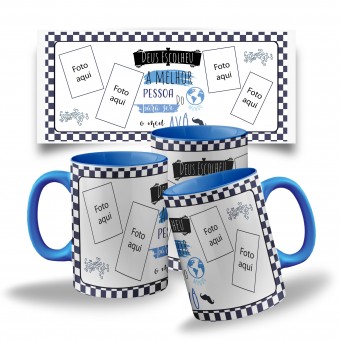Caneca com Alça e Interior Colorida Personalizada - Melhor Vovô