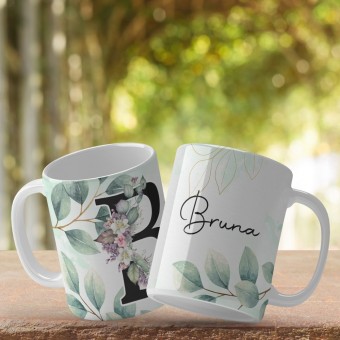 Caneca Letras Alfabeto Floral