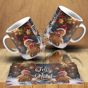 Caneca Natal Biscoito de Gengibre 3D