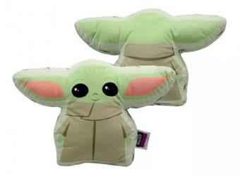 Almofada 3d Baby Yoda Aveludada Oficial The Mandalorian
