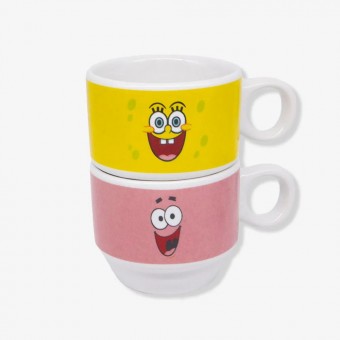 Kit Xicaras Bob Esponja e Patrick Torre c/ 2 Empilháveis