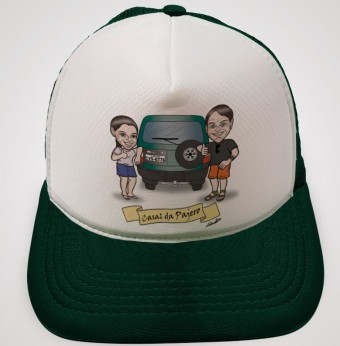 Bone Viagem em Casal - Trucker - com Sua Arte