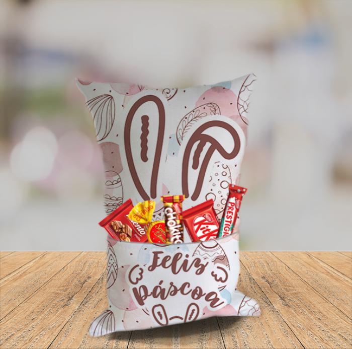 Almofada Personalizada Com Bolso Para Por Chocolates Para Pascoa