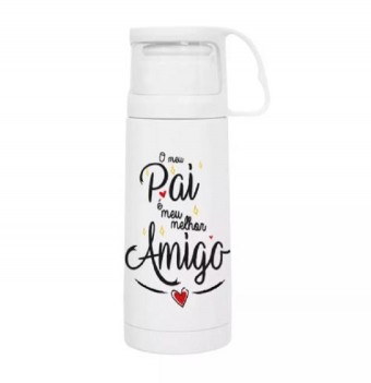 Garrafa Térmica Pai Melhor Amigo - Inox com Copo - 300ml