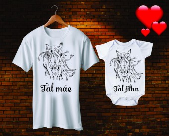 Camiseta Tal Mae Tal Filha Body Kit 2 Peças Cavalo