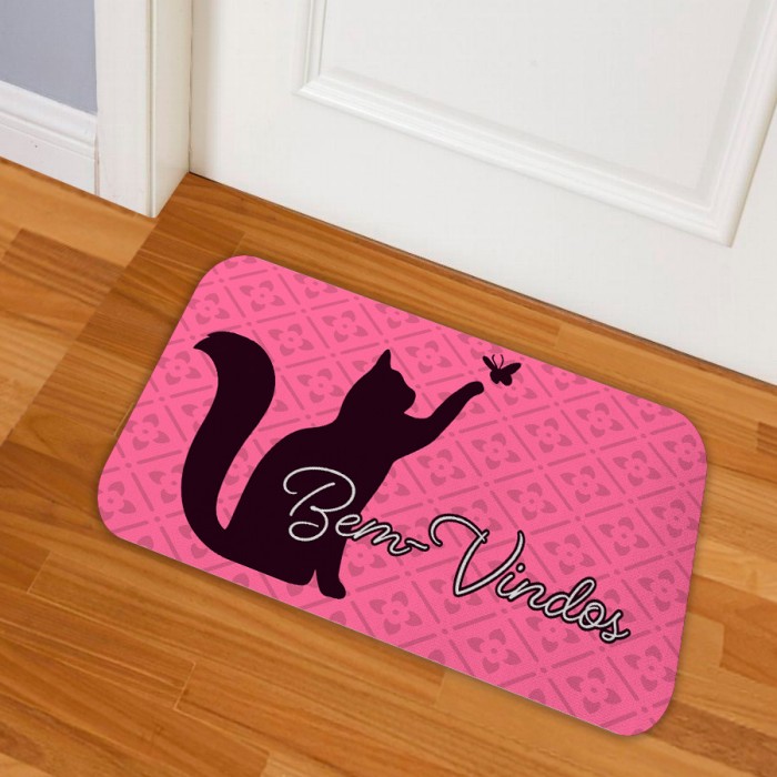 Tapete Personalizado Fundo Antiderrapante - Bem Vindo