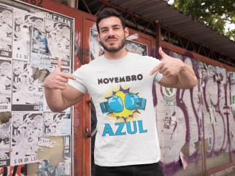Camiseta Novembro Azul Poliéster