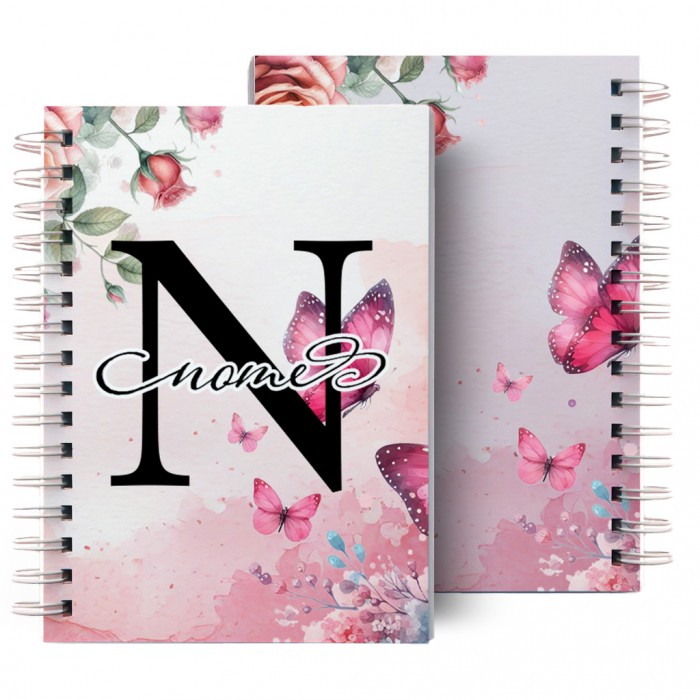 Agenda Personalizada Floral Rosa 2025 - Sua Inicial e Nome