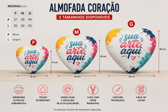 Almofada coração Personalizada Foto, Frase, Nome ou Arte Exclusiva