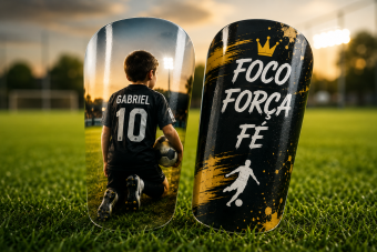 Caneleira Personalizada Futebol e Futsal com Foto ou Sua Arte
