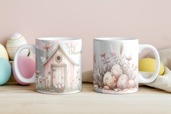 Caneca Porcelana Feliz Páscoa Atacado Kit 6un Personalizada