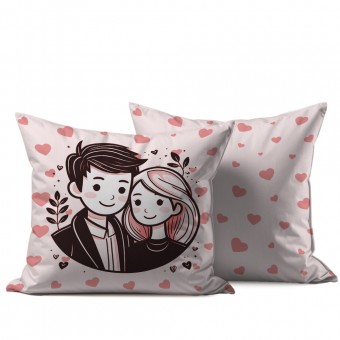 Almofada 40x40 Personalizada - Casal & Corações - Dia dos Namorados