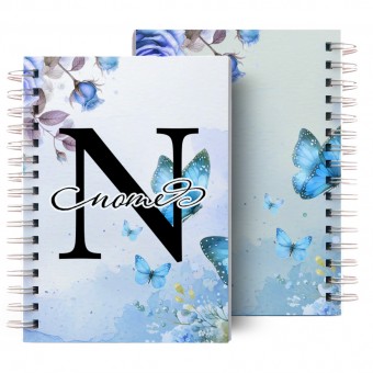 Agenda Personalizada Floral Azul 2025 - Sua Inicial e Nome