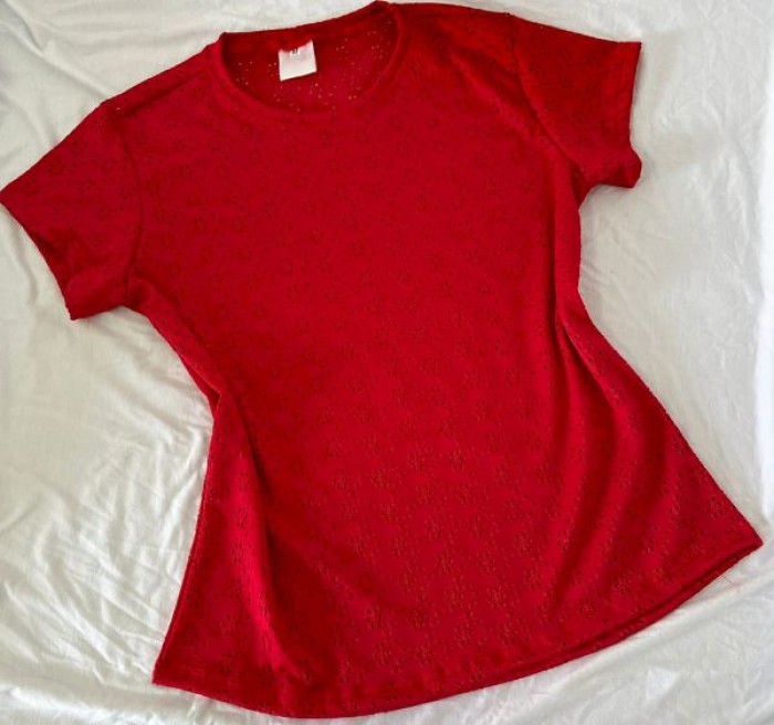 Camiseta feminina blusinha lazze (com furinhos) personalizada como desejar Cor Vermelho Tamanho P