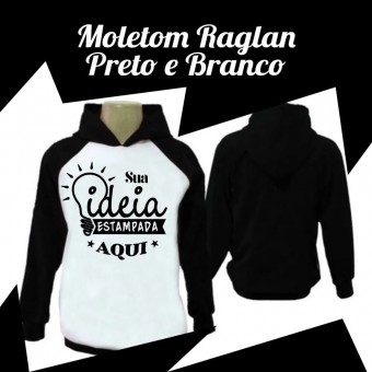 Blusão Moletom Manga Raglan Personalizado com Sua Arte