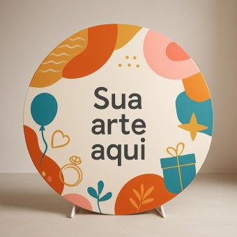 Painel Redondo 1,50m Personalizado para Festas e Eventos Vira Arte