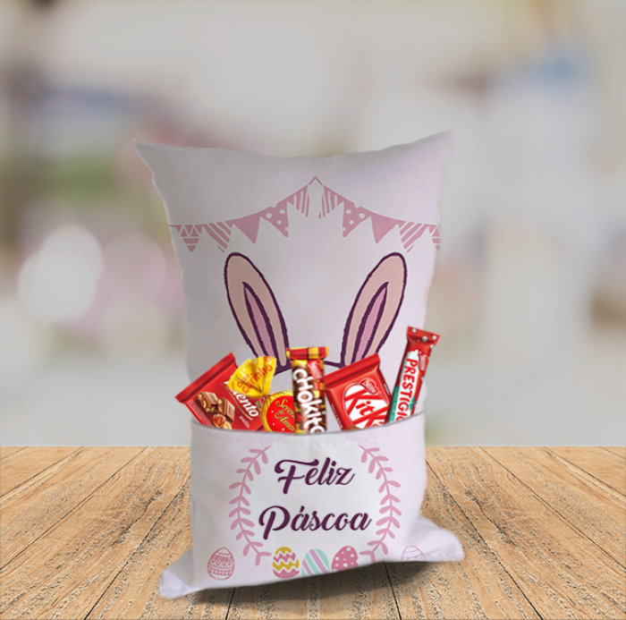 Almofada Personalizada Com Bolso Para Por Chocolates Para Pascoa