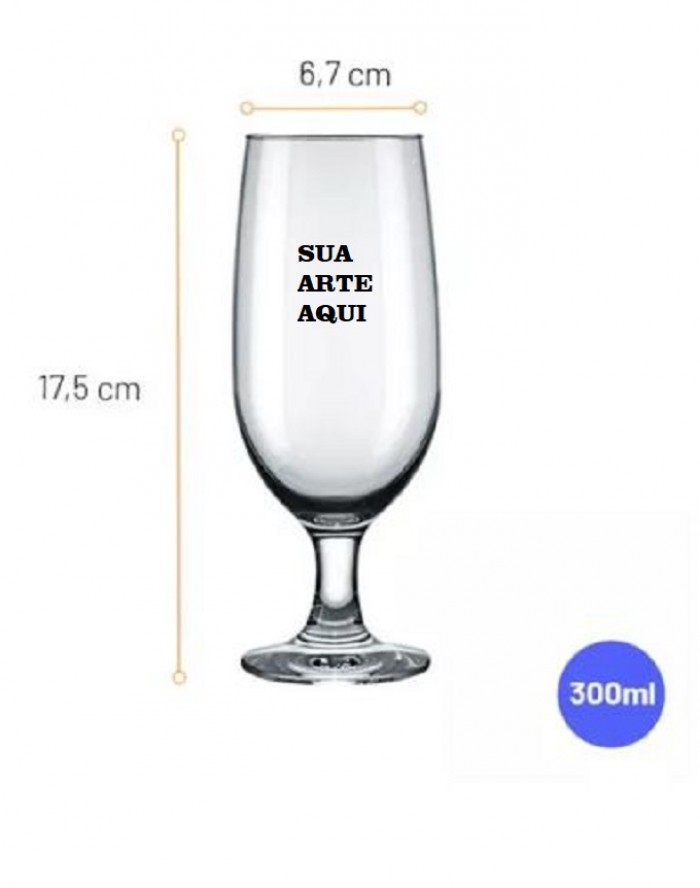 Jogo Copo Tacas Cerveja Vidro 300ml - Kit 2 Peças