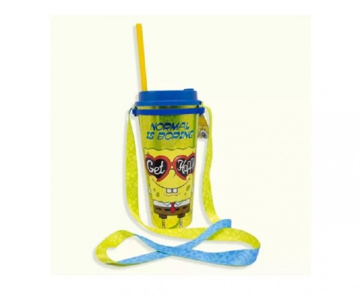 Copo com Cordão e Canudo Bob Esponja 1 Litro