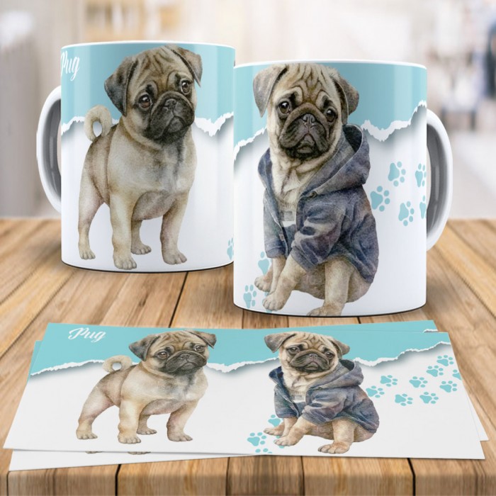Caneca Xícara Raças Pet - Pug