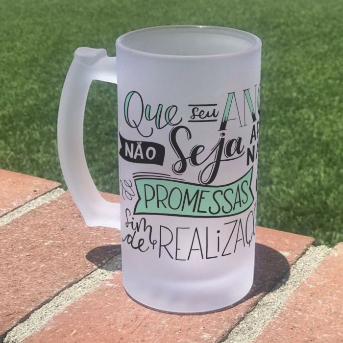 Caneca Chopp Cerveja Ano Novo Festas Vidro Jateado