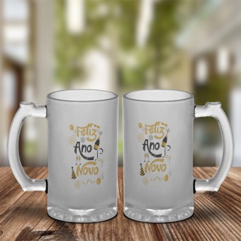 Caneca Chopp Cerveja Ano Novo Vidro Jateado