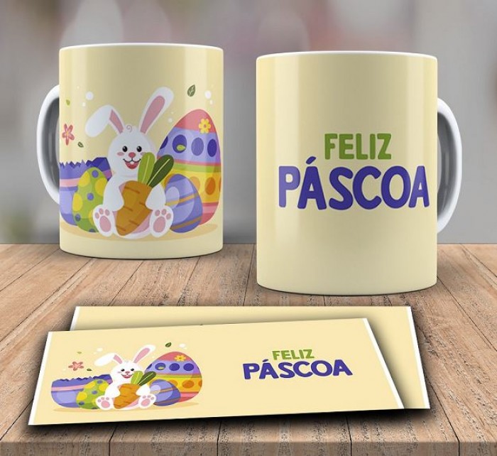 Canecas personalizadas para Páscoa  xícara feliz