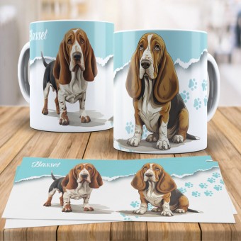 Caneca Xícara Raças Pet - Basset-artesiano-normando