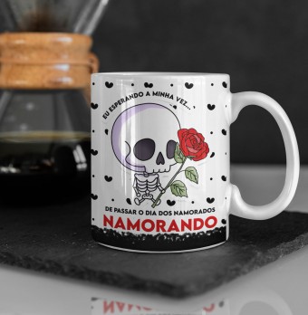 Caneca Juntos Eternamente Caveira - Namorado Namorada Paixão