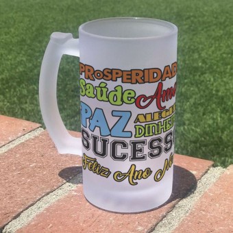 Caneca Chopp Cerveja Ano Novo Réveillon Vidro Jateado
