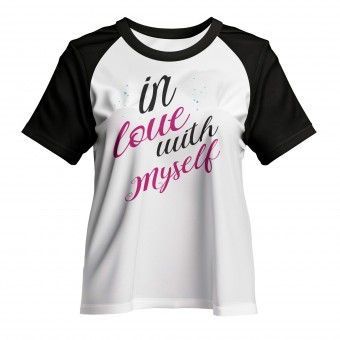 Babylook Raglan Personalizada Branca com Manga Colorida - In Love With Myself