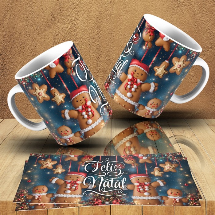 Caneca Natal Biscoito de Gengibre 3D
