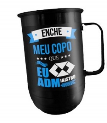 Caneca Enche Meu Copo Q Eu Adm Inistro + Cordão Decorado