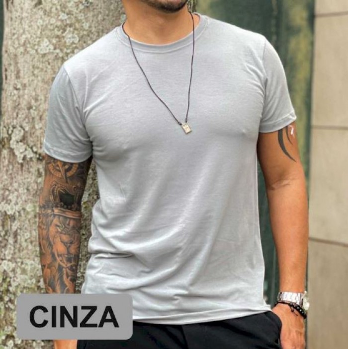 Camiseta unissex adulto personalizada como desejar Cor Cinza Tamanho P