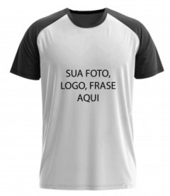 Camiseta Raglan Personalizada Branca com Manga Colorida - Sua Arte Aqui