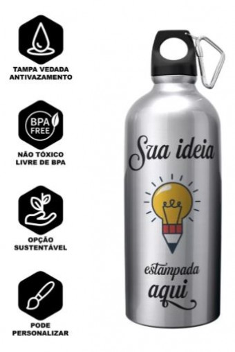 Squeeze Agua Garrafa Personalizada c Logo Foto 600ml