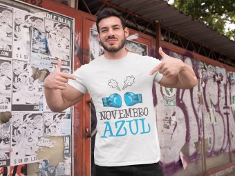 Camiseta Novembro Azul Poliéster