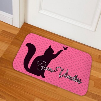 Tapete Personalizado Fundo Antiderrapante - Bem Vindo