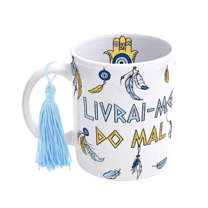 Caneca 300ml + Pompom - Olho Grego - Filtro dos Sonhos